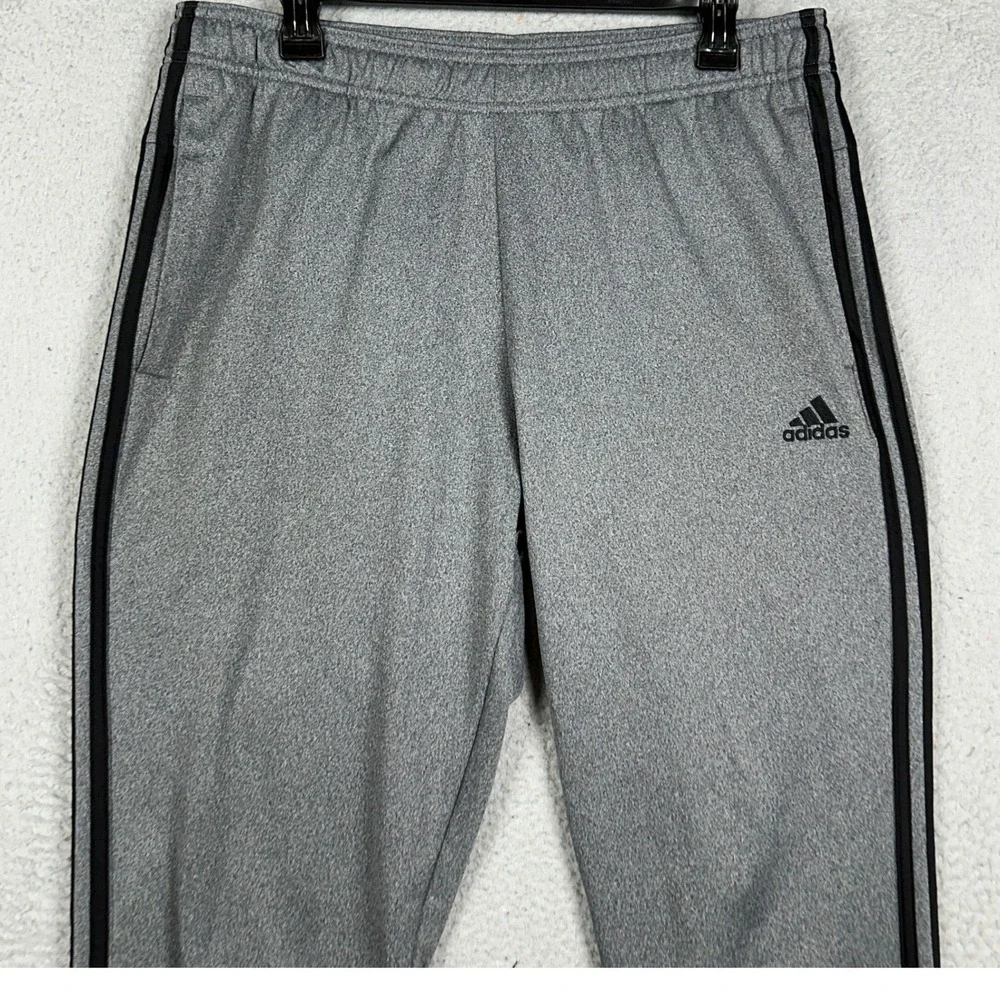 Adidas Pants Mens Large Grey Black Essentials 3-Stripes Tapered Jogger Athletic